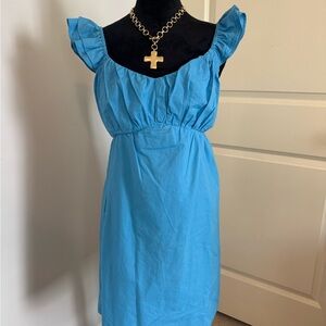 Blue Sleeveless Flutter Sleeve Sundress